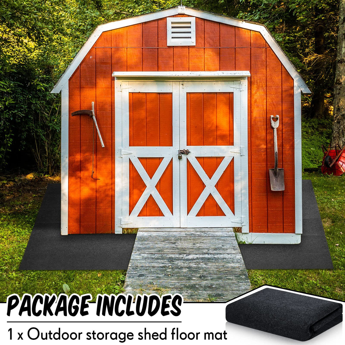 Haull shed floor mat easy installation and trim for custom fit.