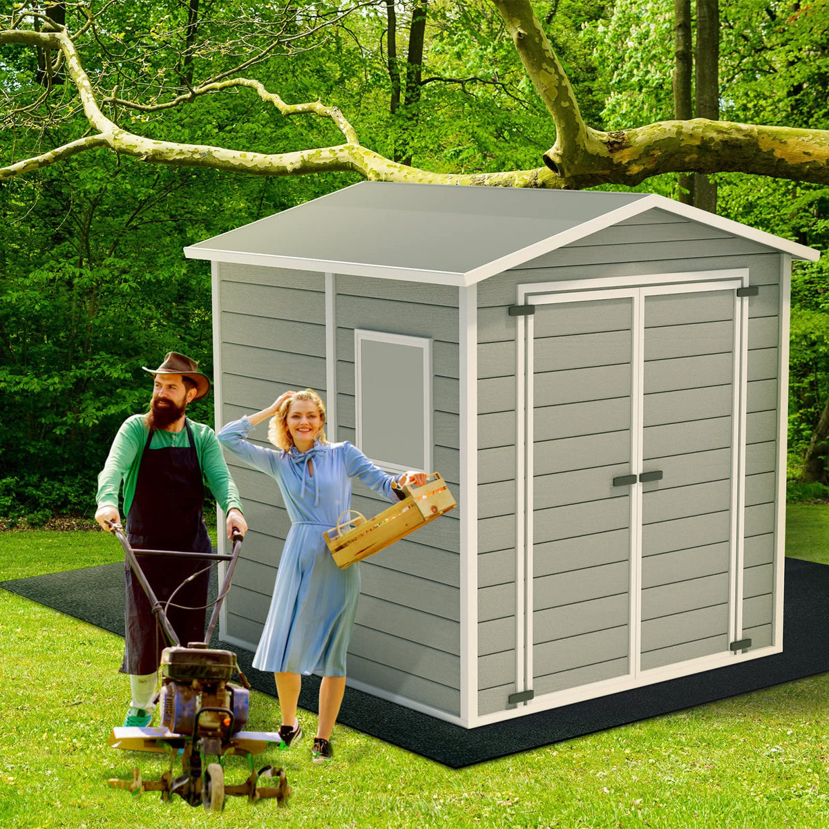 Haull shed floor mat durable against sun and rain for outdoor protection.
