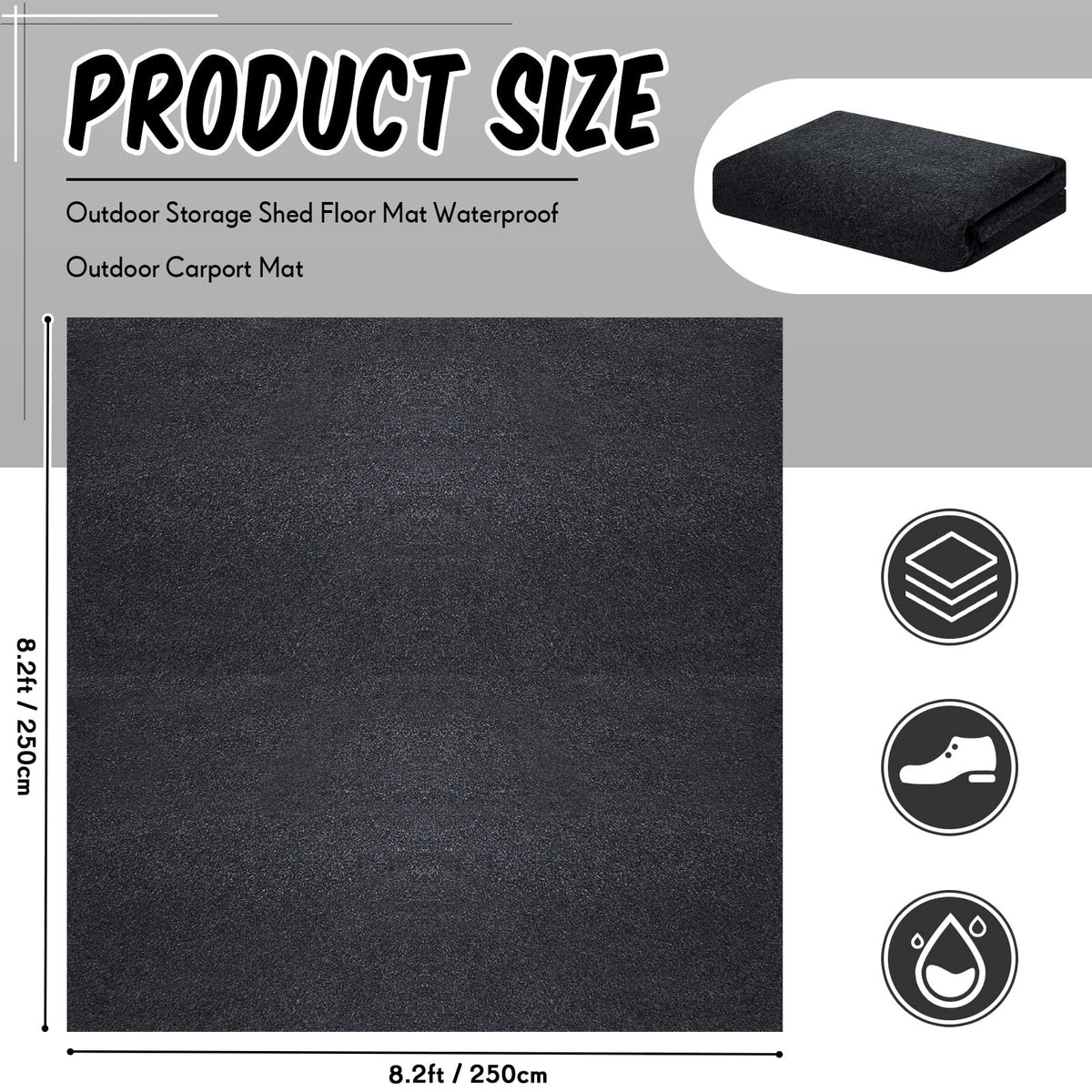 Haull shed floor mat waterproof PE bottom protects the floor from spills and damp.