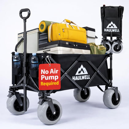 Haulwell Beach Wagon with big wheels on sand enables easy gear transport