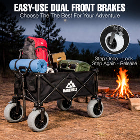 Haulwell Beach Wagon powder-coated frame withstands beach days and rough terrain