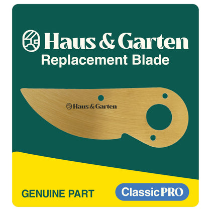 Haus & Garten ClassicPRO titanium blade close-up showing razor-sharp edge for precise pruning