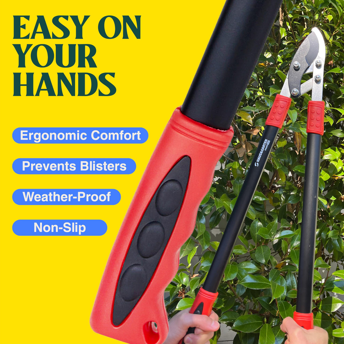 Haus and Garten PowerPRO loppers cutting through thick branches up to two inches.