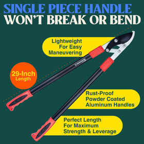 Haus and Garten PowerPRO loppers bypass jaw in use for smooth cuts.