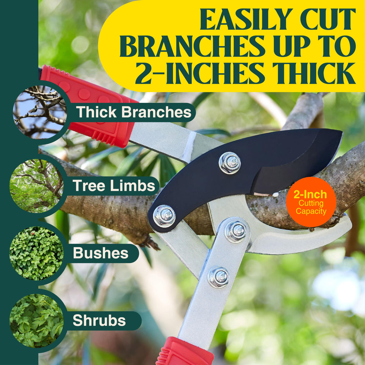 Haus and Garten PowerPRO loppers teflon coating protects against rust and sap.