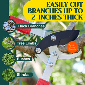 Haus and Garten PowerPRO loppers teflon coating protects against rust and sap.