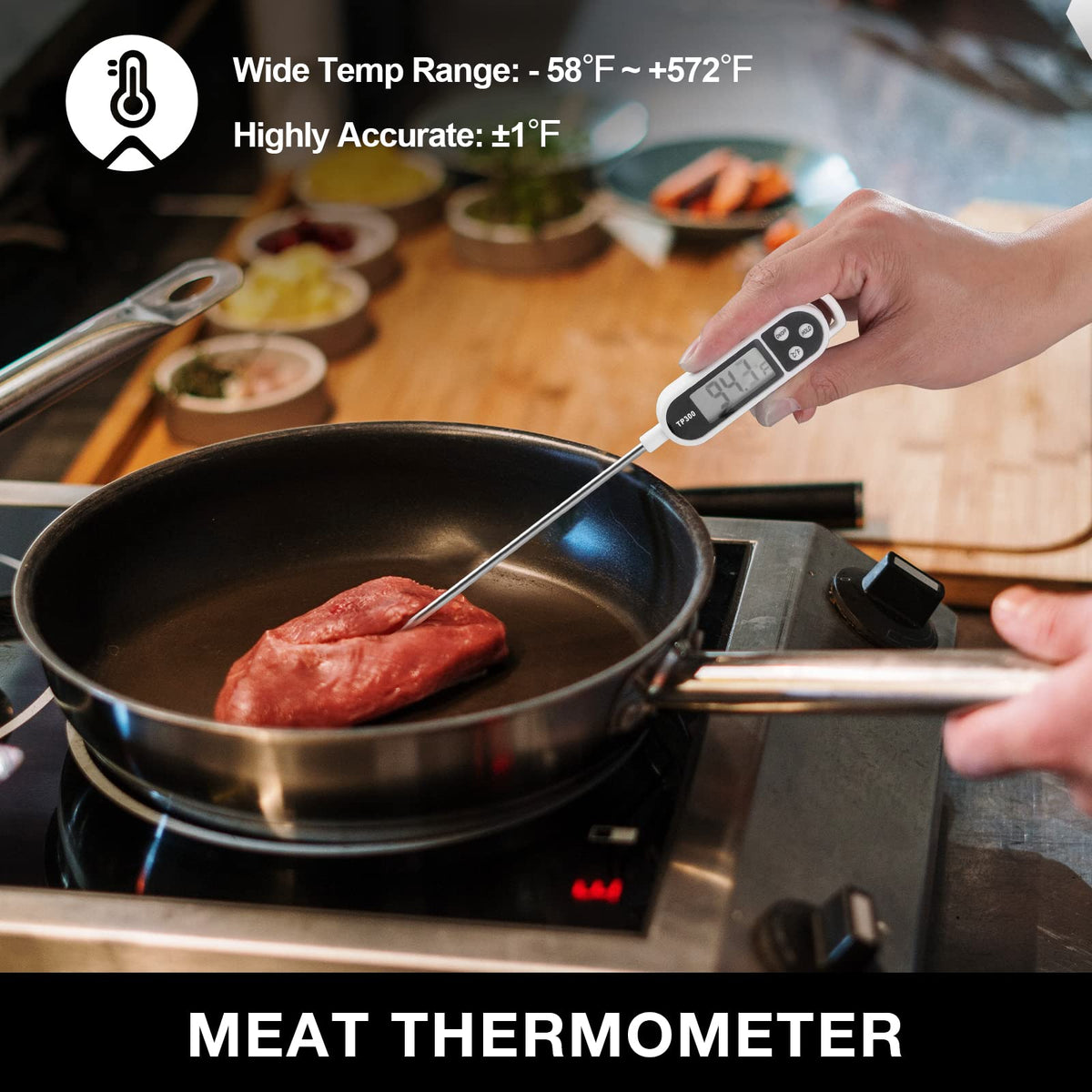 HAUSHOF steel cleaning brush helps clean grill grates after cooking.