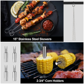 HAUSHOF 15-inch skewers ideal for evenly cooked skewered dishes on the grill.