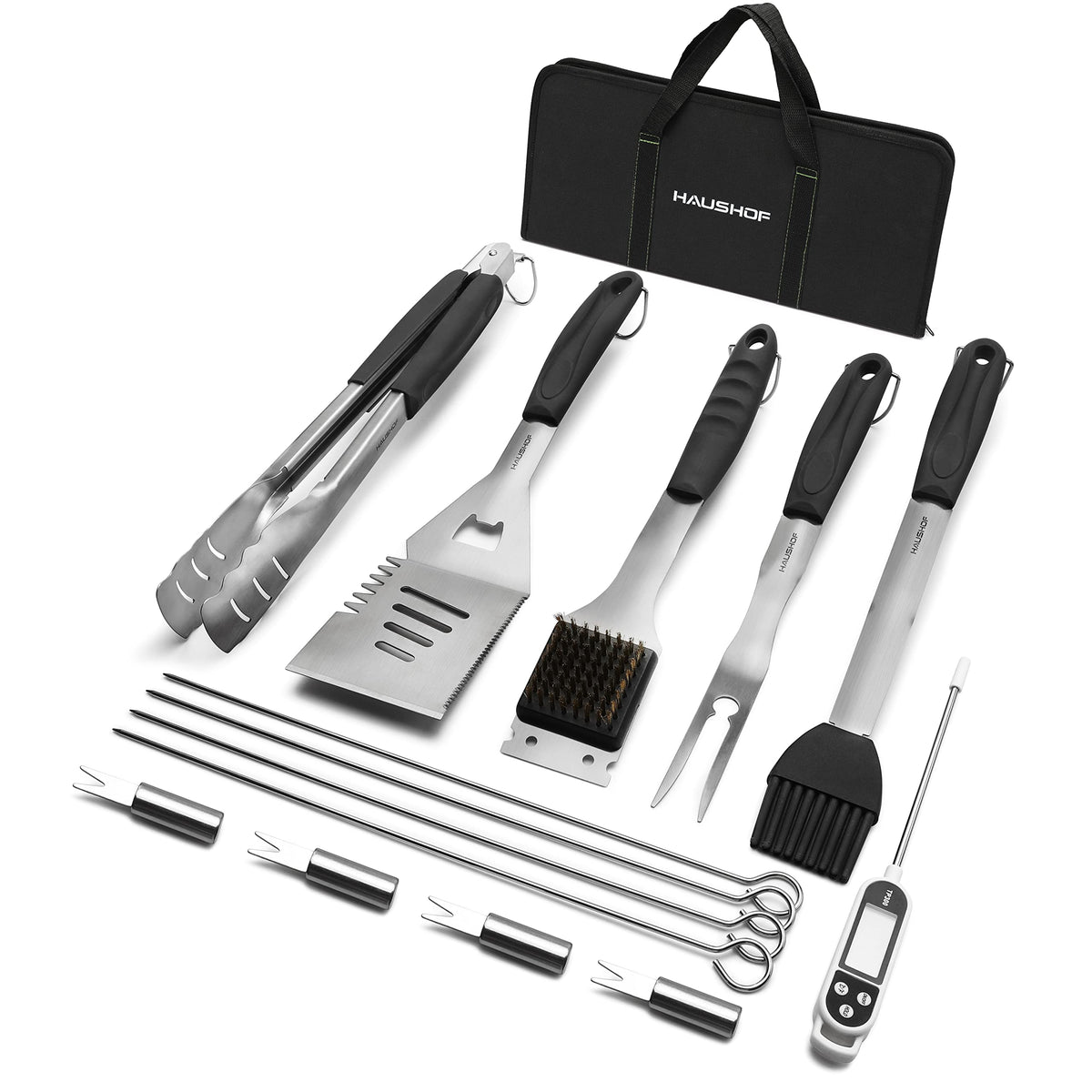 HAUSHOF large grilling spatula with serrated edge for easy flipping and added leverage.