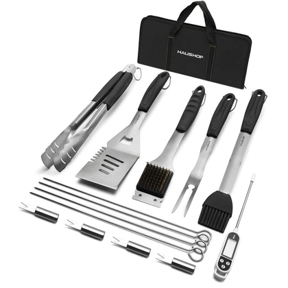 HAUSHOF large grilling spatula with serrated edge for easy flipping and added leverage.