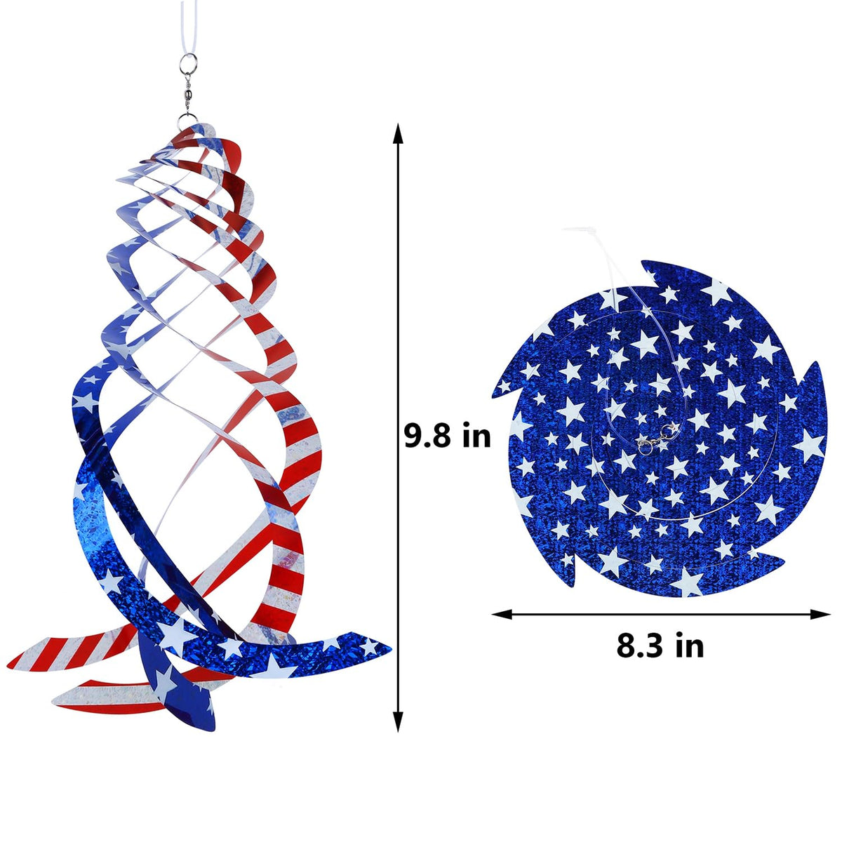 Hausse USA flag reflector spinner visually deters birds from fruit trees.