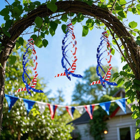 Hausse USA flag spinner sunlit reflection enhances garden bird deterrence