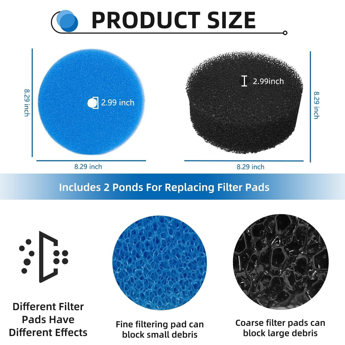Coarse HAVANSIDY pad captures large debris for cleaner pond water.