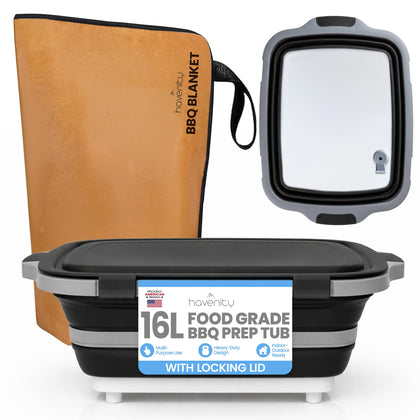 Havenity BBQ Prep Tub with lid shown for portable outdoor cooking and prep.