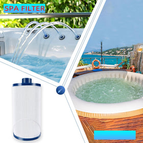 Havuzpas filter top with string handle ready for easy removal during maintenance.