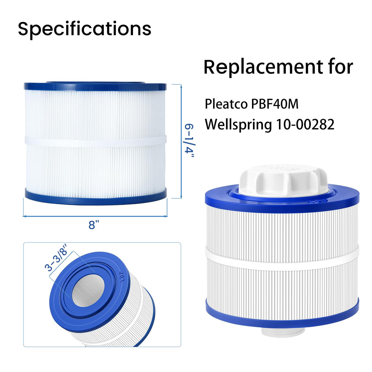 Havuzpas Wellspring 10-00282 spa filter close-up highlights coreless design for easy handling