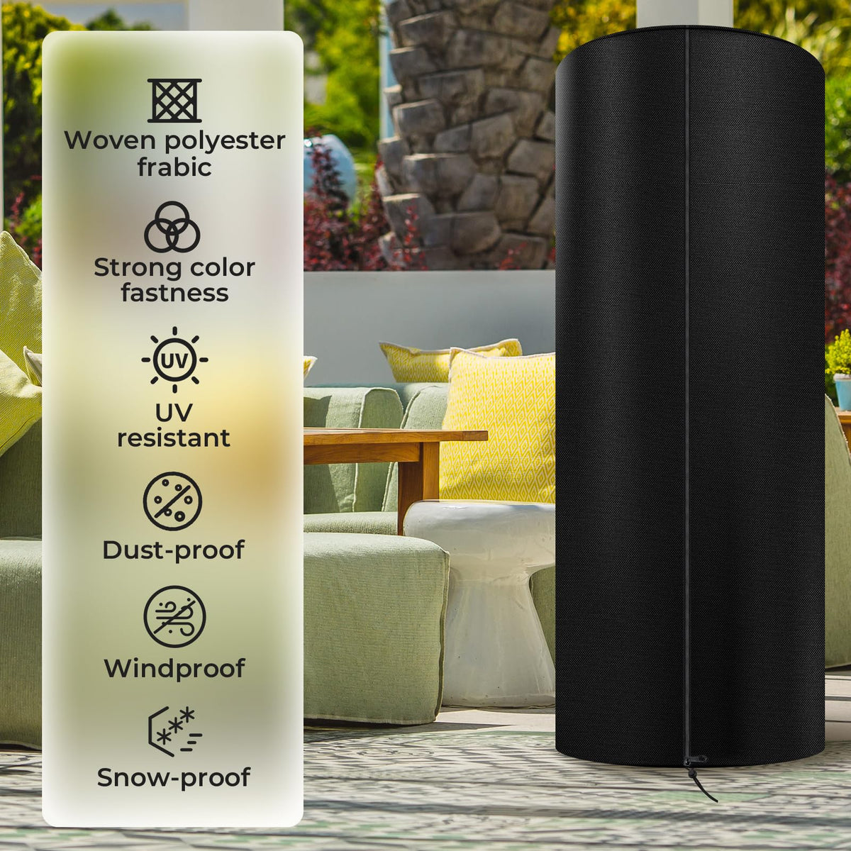 Havyduti tower heater cover with thick PU coating resists moisture