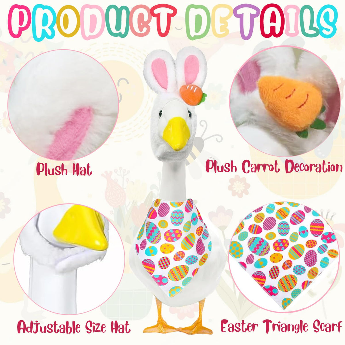 HaWeier Easter Porch Goose Outfit adjustable hat for comfortable goose sizing