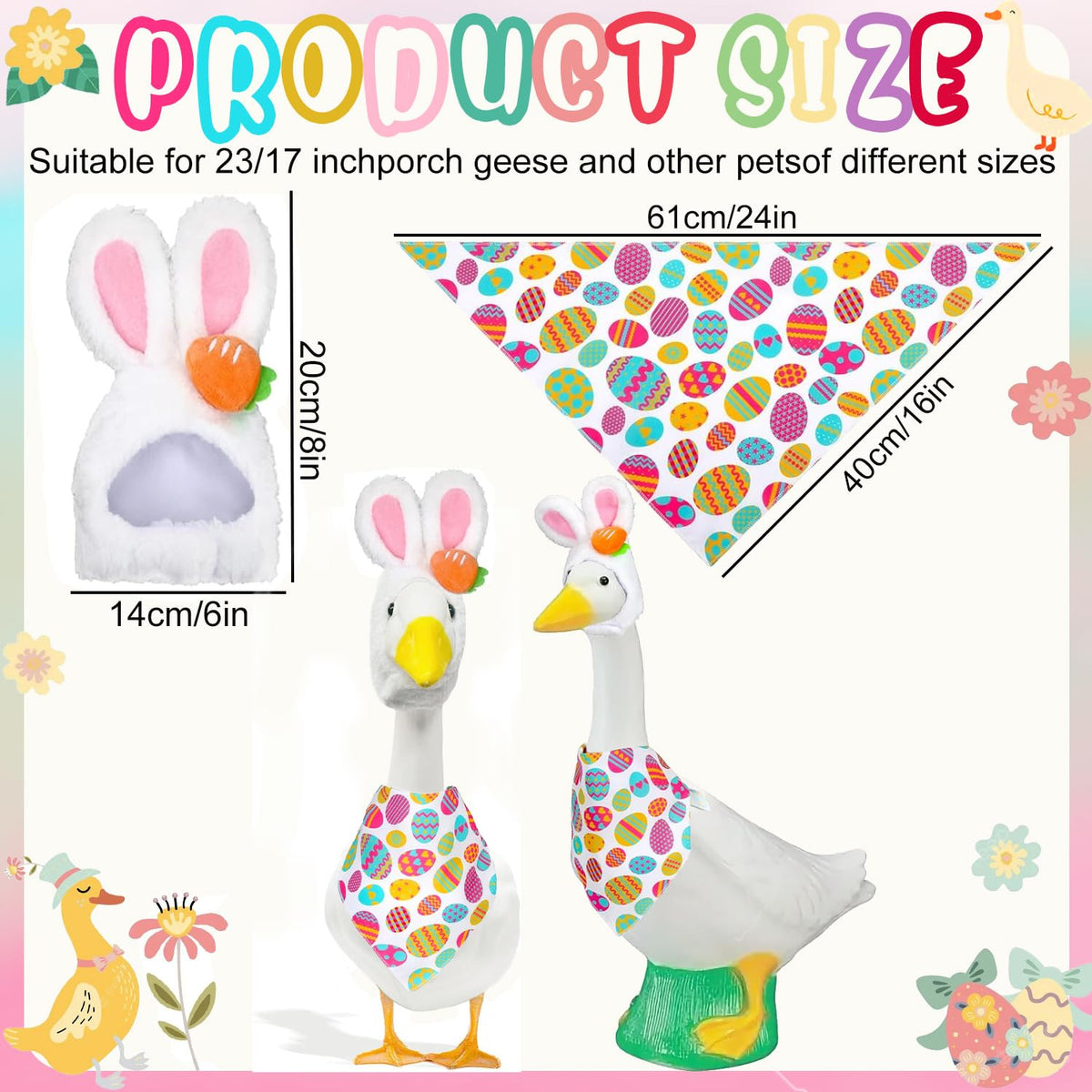 HaWeier Easter Porch Goose Outfit egg-pattern bandana adds bright spring color to outdoor decor