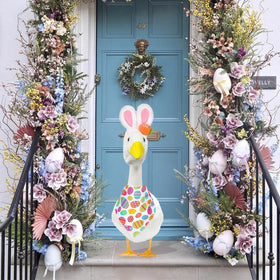 HaWeier Easter Porch Goose Outfit spring colors brighten porches and gardens