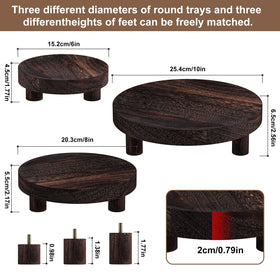 HAWHUV wood plant stand 8-inch round side view versatile display option