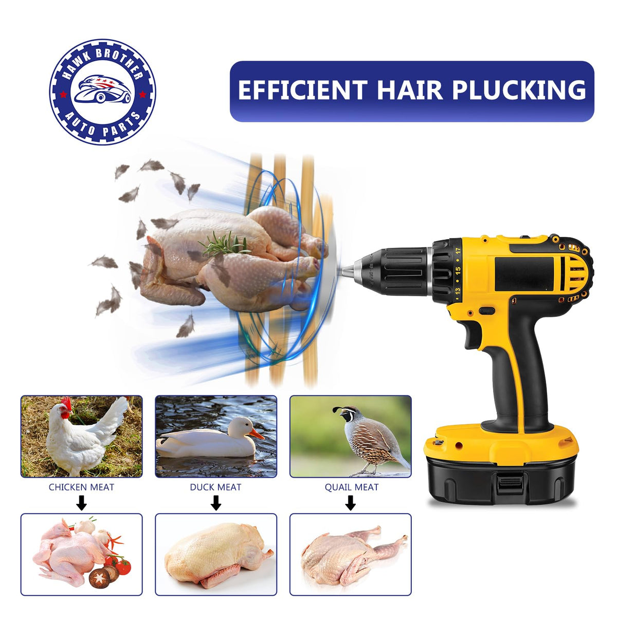 HAWK BROTHER 3-8 inch shank drill compatibility enables quick setup.