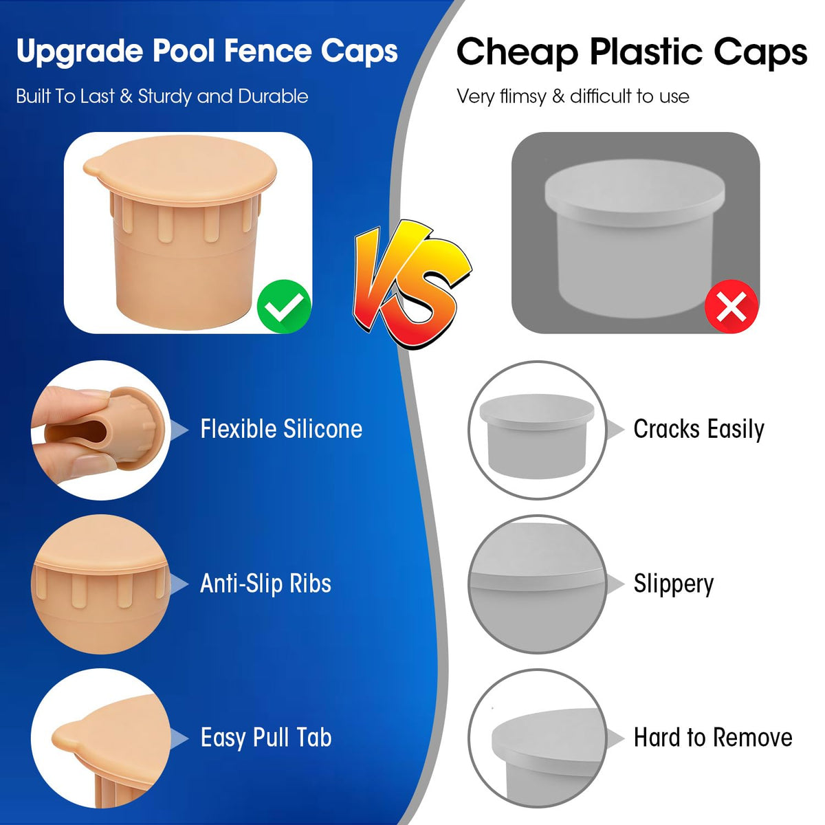 Haxmdfa cap fits standard 1-inch sleeves for removable fences