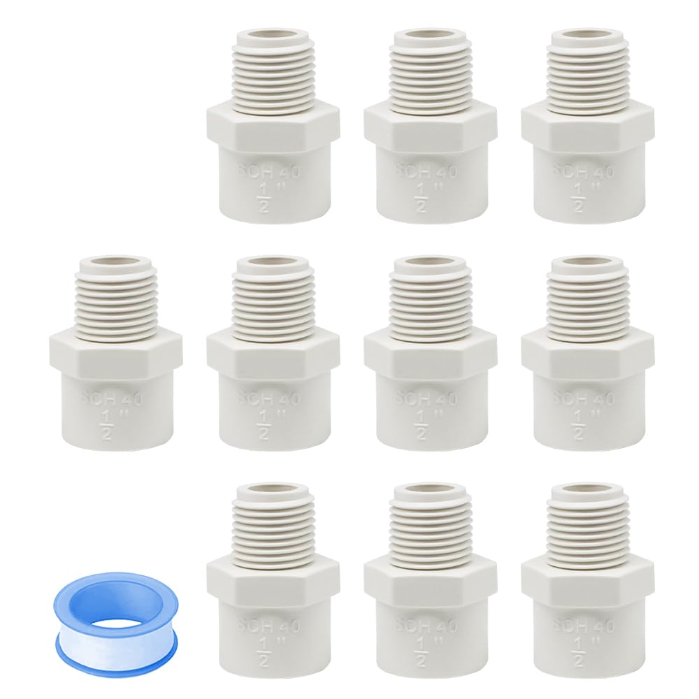 HayEastdor 10-pack PVC male thread coupling for reliable irrigation connections.
