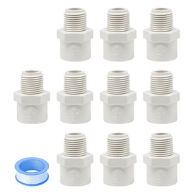 HayEastdor 10-pack PVC male thread coupling for reliable irrigation connections.