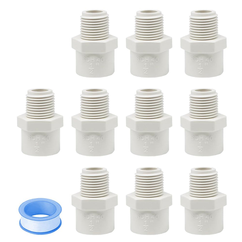 HayEastdor 10-pack PVC male thread coupling for reliable irrigation connections.