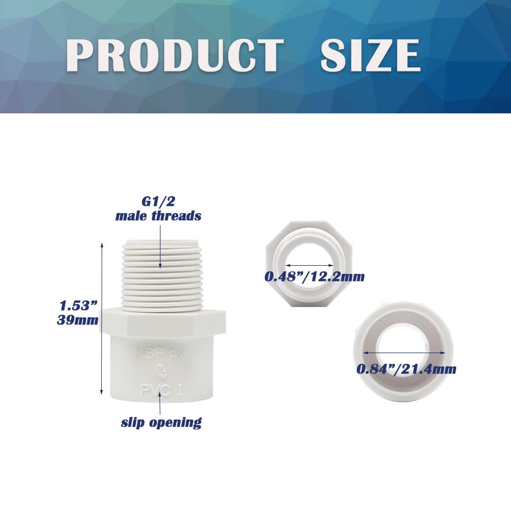 PVC male-thread adapter for Schedule 40 pipes by HayEastdor, easy installation.