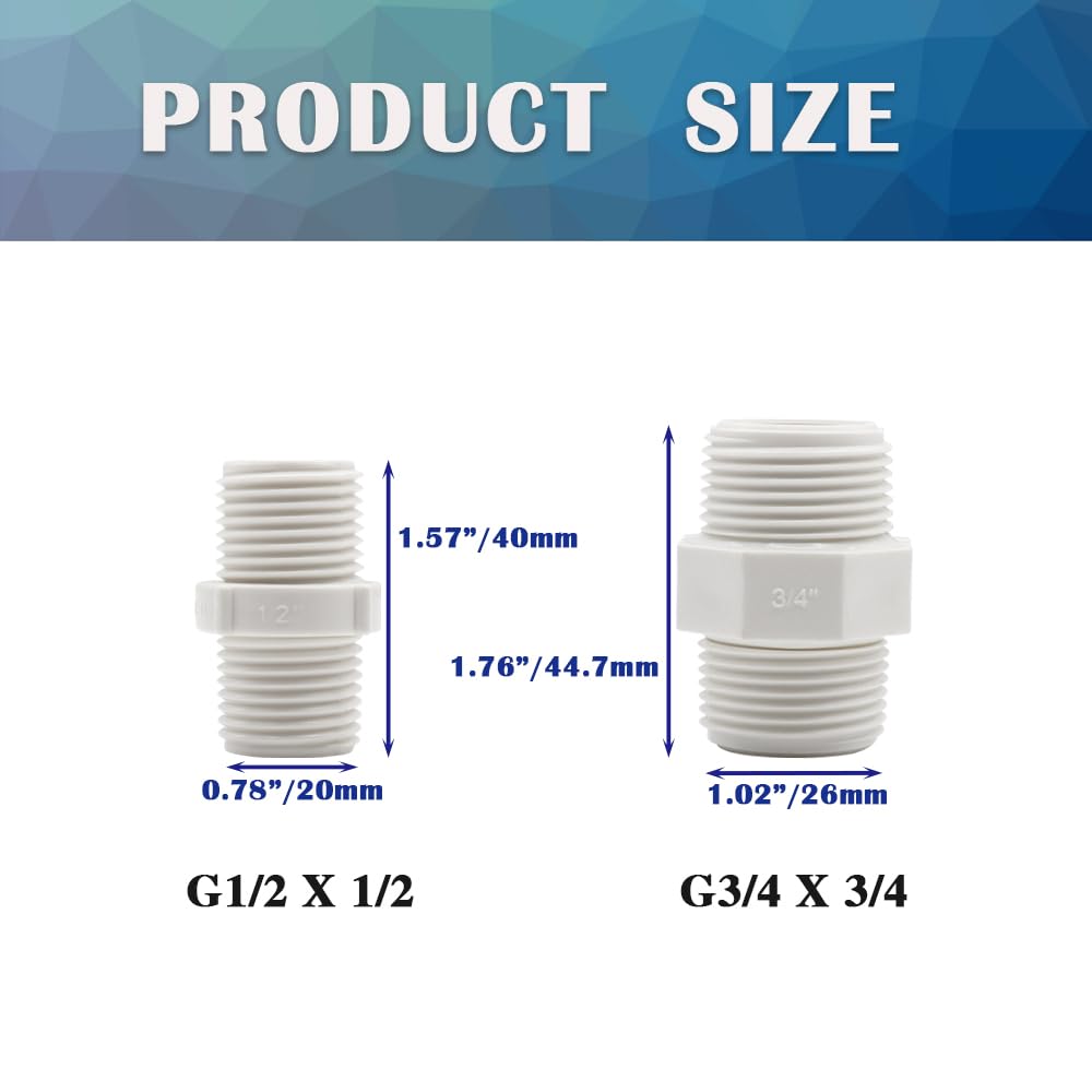 HayEastdor PVC nipple fitting with thread detail and G1/2 x G1/2