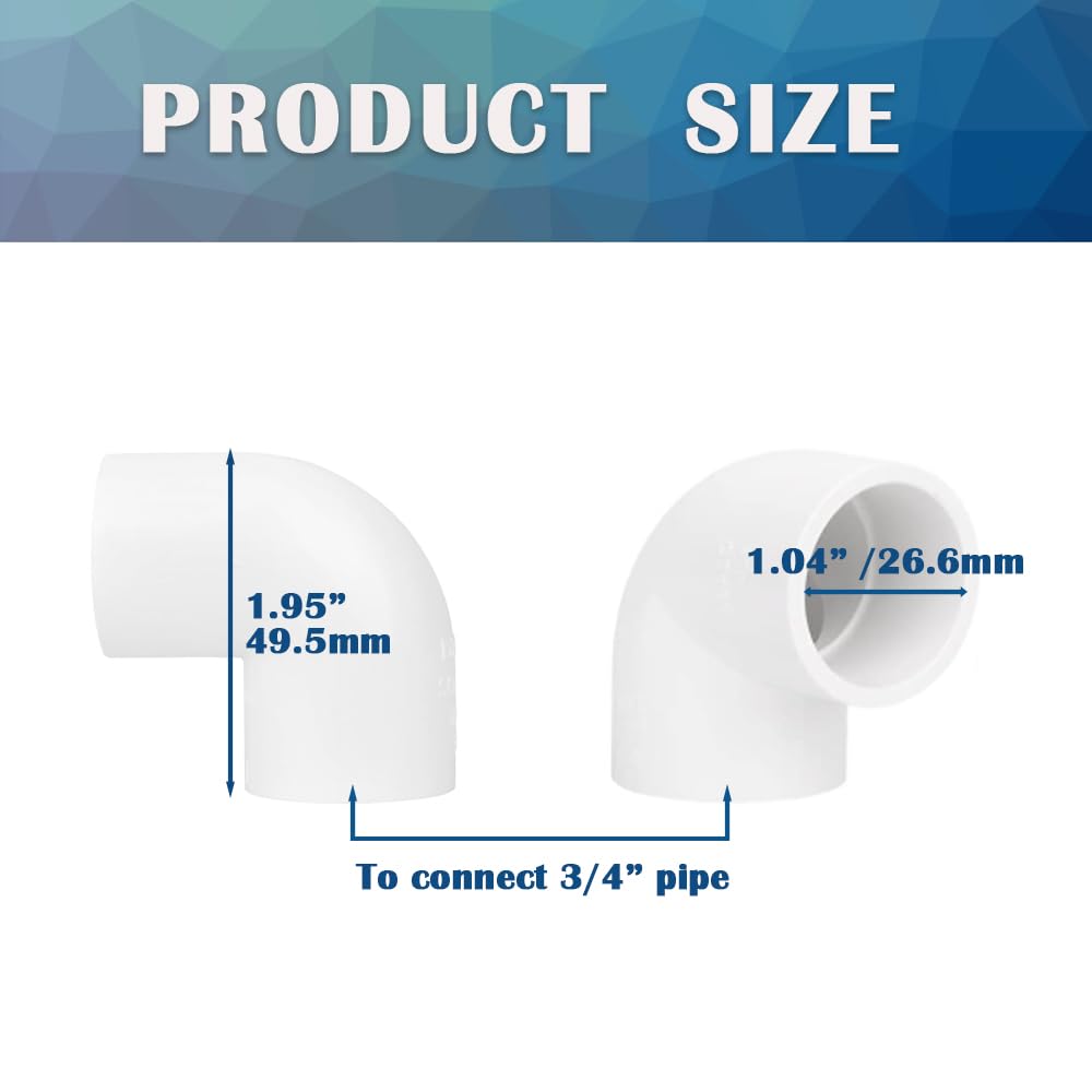 HayEastdor white PVC elbow fittings with 2 way socket ends for easy installation.