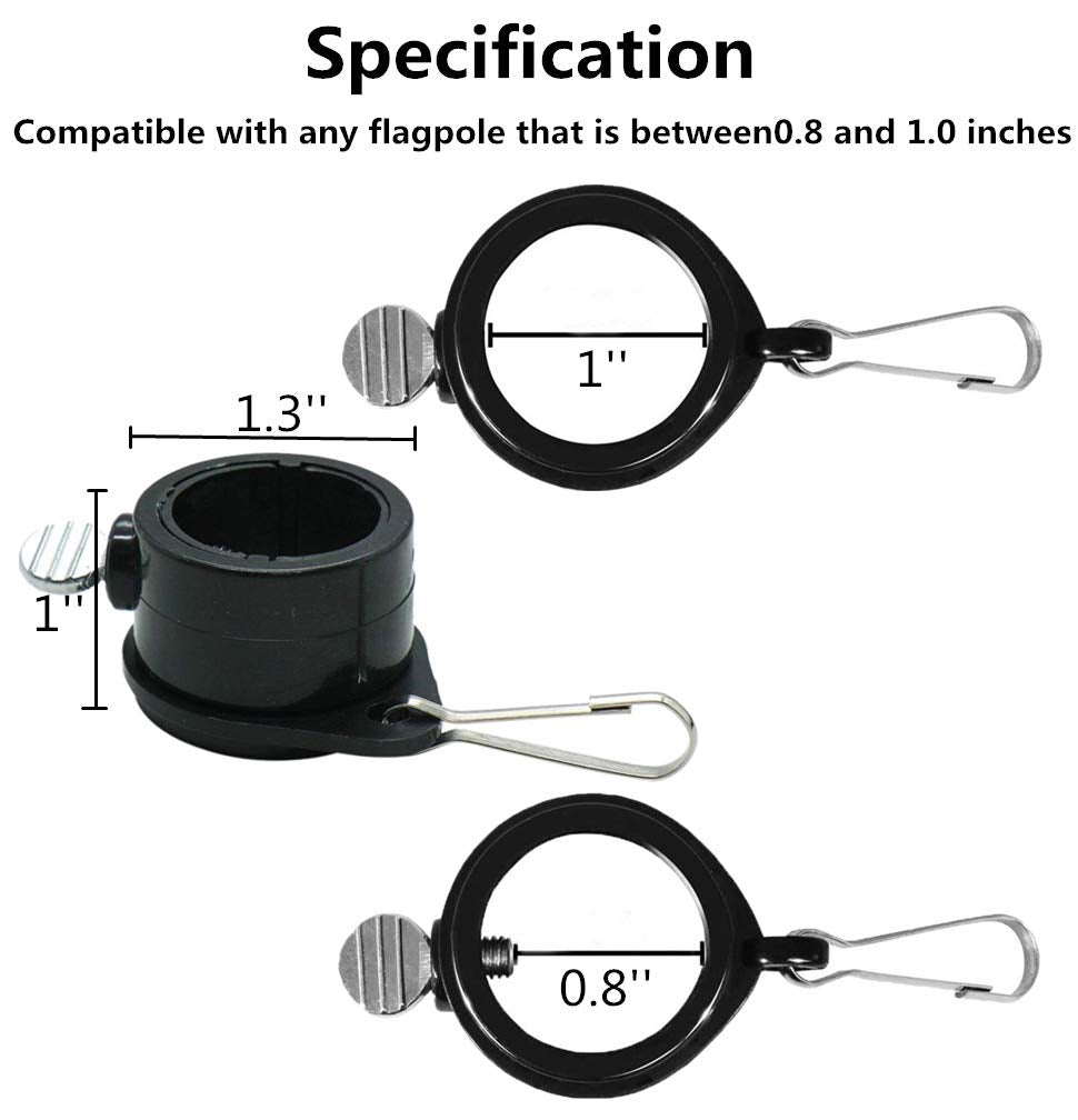 Hayodo metal clips secure the flagpole mount for outdoor durability