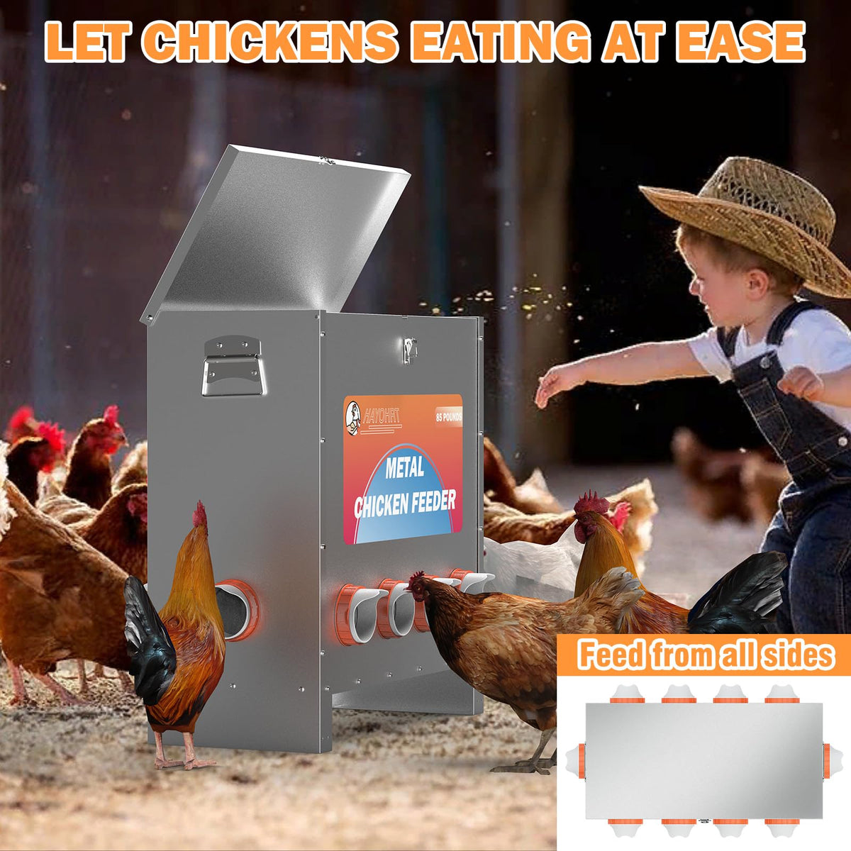 Hayohrt durable metal feeder withstands outdoor conditions for long-term use.