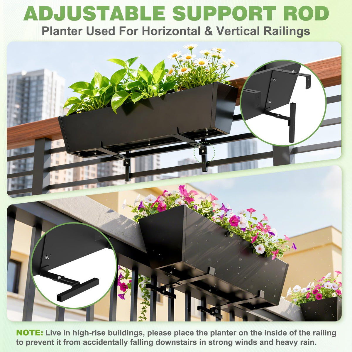 HAYOHRT versatile hanging and rail-mounted planter for flowers and herbs