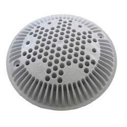 Hayward WGX1048E 8-inch white cover shown on a floor outlet installation for clean integration