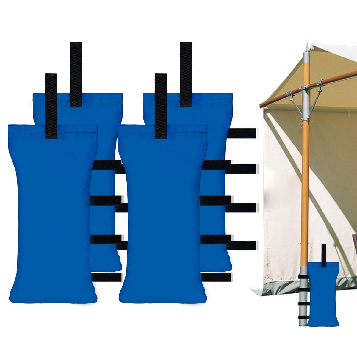 HAZBEN 4-pack blue canopy weights stabilize a pop-up canopy on windy days