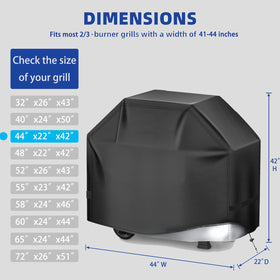 HAZBEN grill cover secured with adjustable hem for wind resistance.