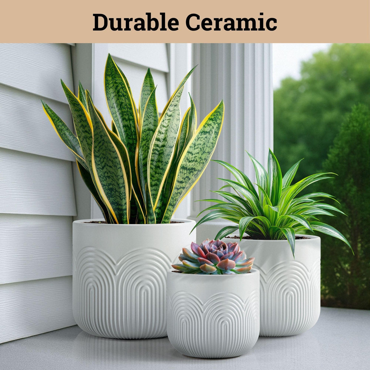 HB Design Co set of three pots in 6, 5, and 4 inch sizes for varied plants