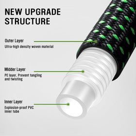 HBlife 25ft garden hose 10-pattern nozzle offers versatile spray options.