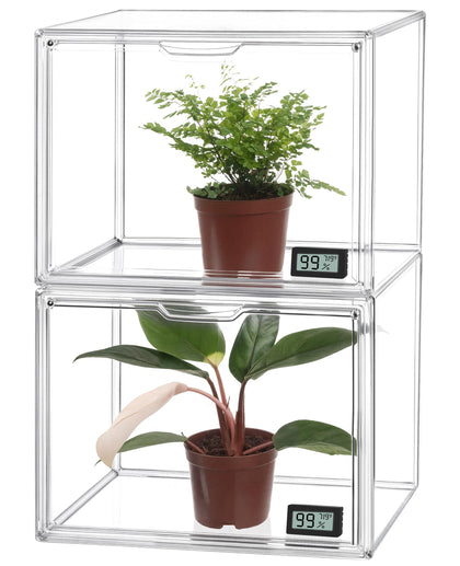 HBlife Mini Greenhouse with stackable design saves space for seedlings.