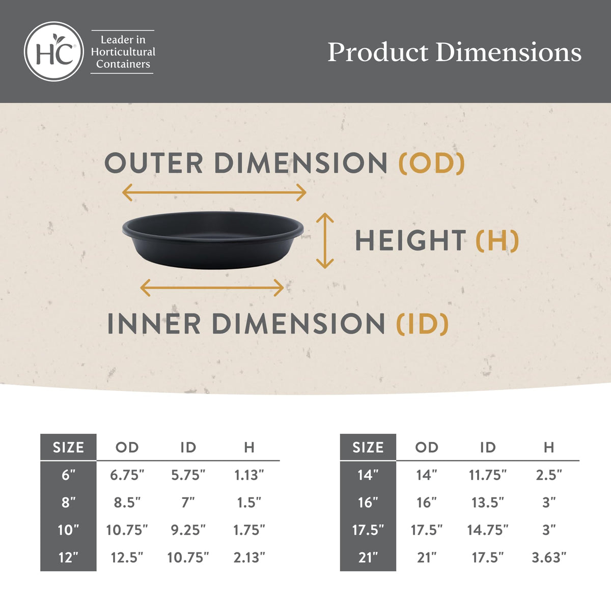 The HC Companies round plant tray is ideal for balconies and patios.