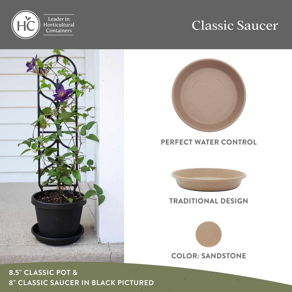 HC Companies water-collection saucer under pot protects floors during watering.