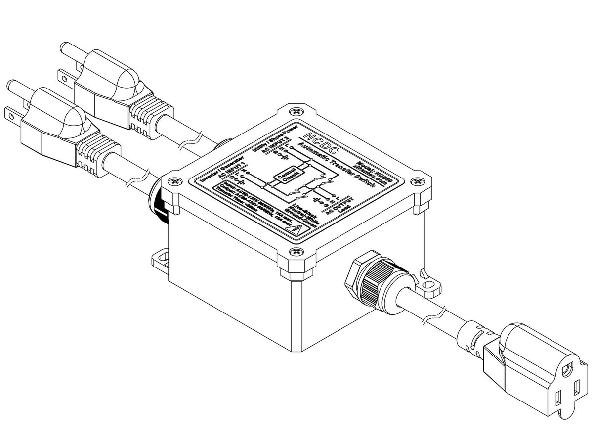 HCDC US NEMA 5-15P input plug enables standard power connection.