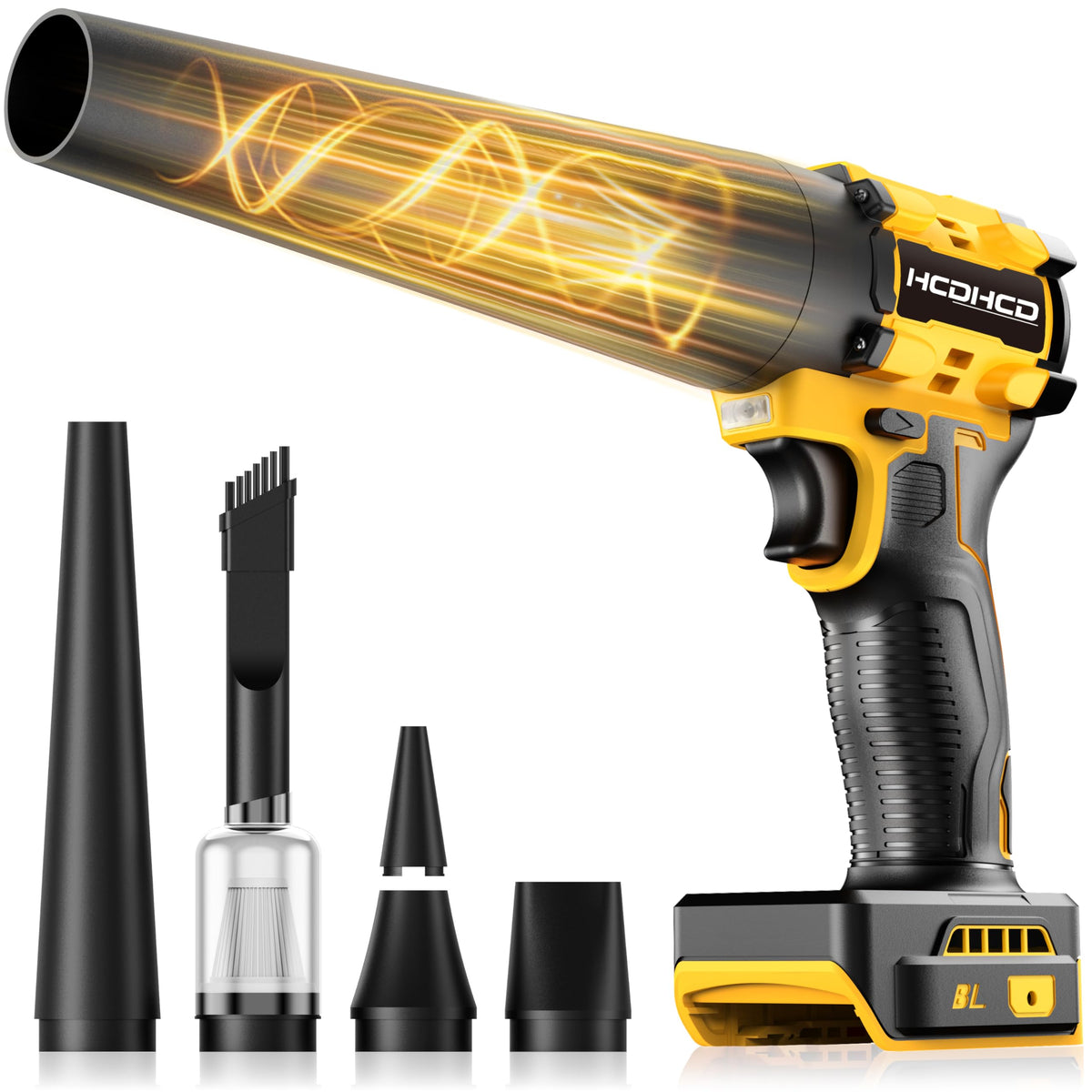 HCDHCD leaf blower cordless with DeWalt 20V battery for easy outdoor cleanup.