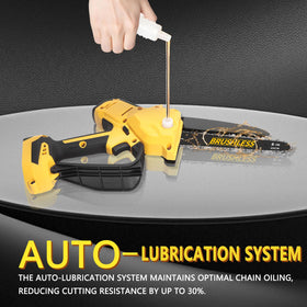 Automatic oiling keeps the chain ready for steady cuts.