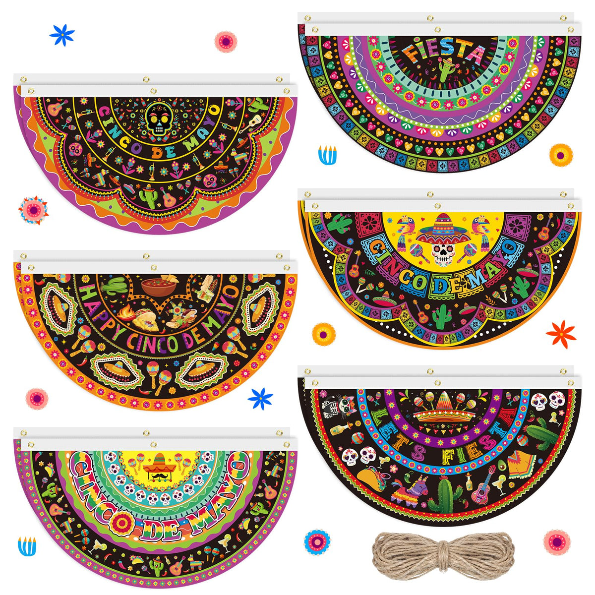 HCEWSBFD Cinco de Mayo bunting flags brighten outdoor fiestas.