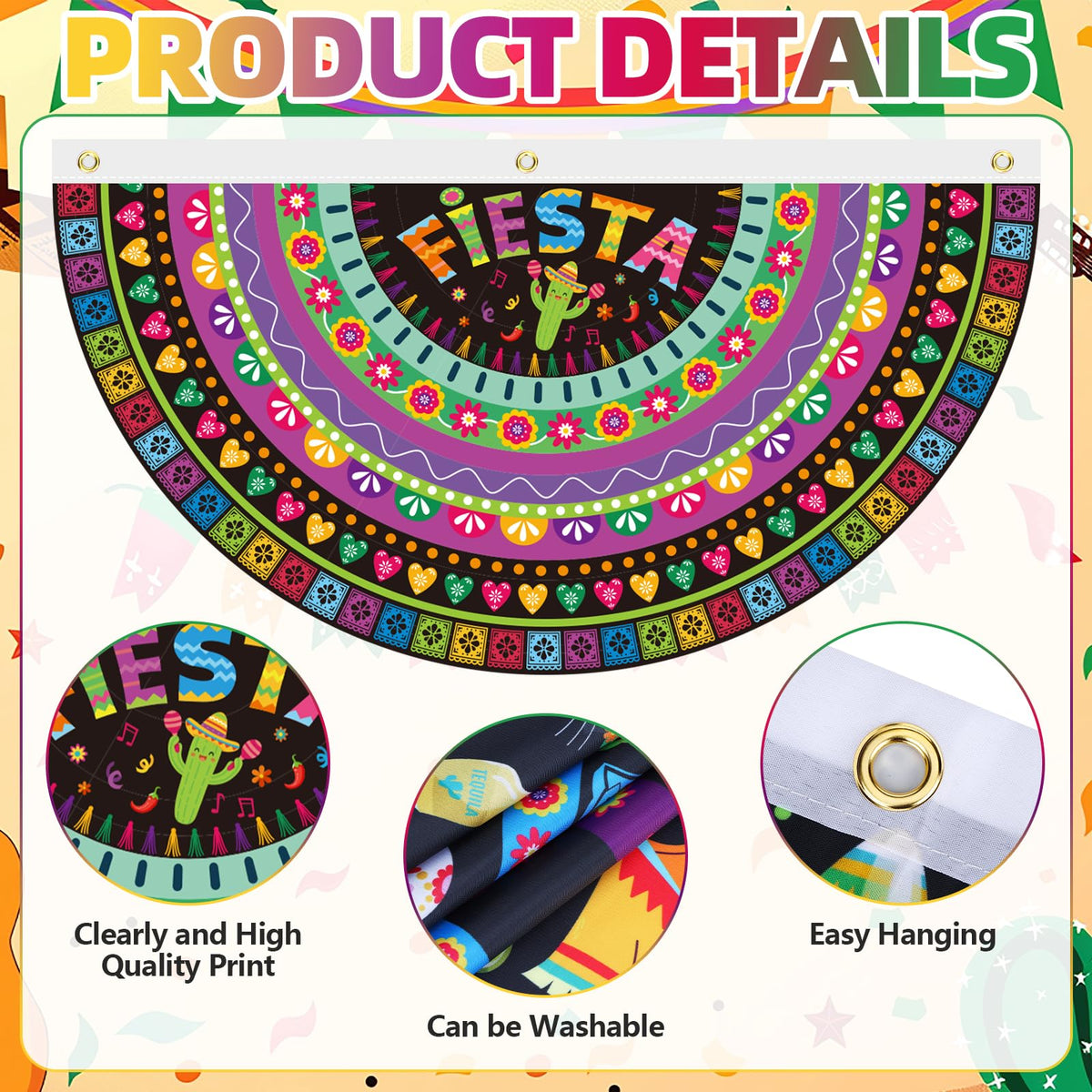 HCEWSBFD Multicolor patterns create an authentic party backdrop.
