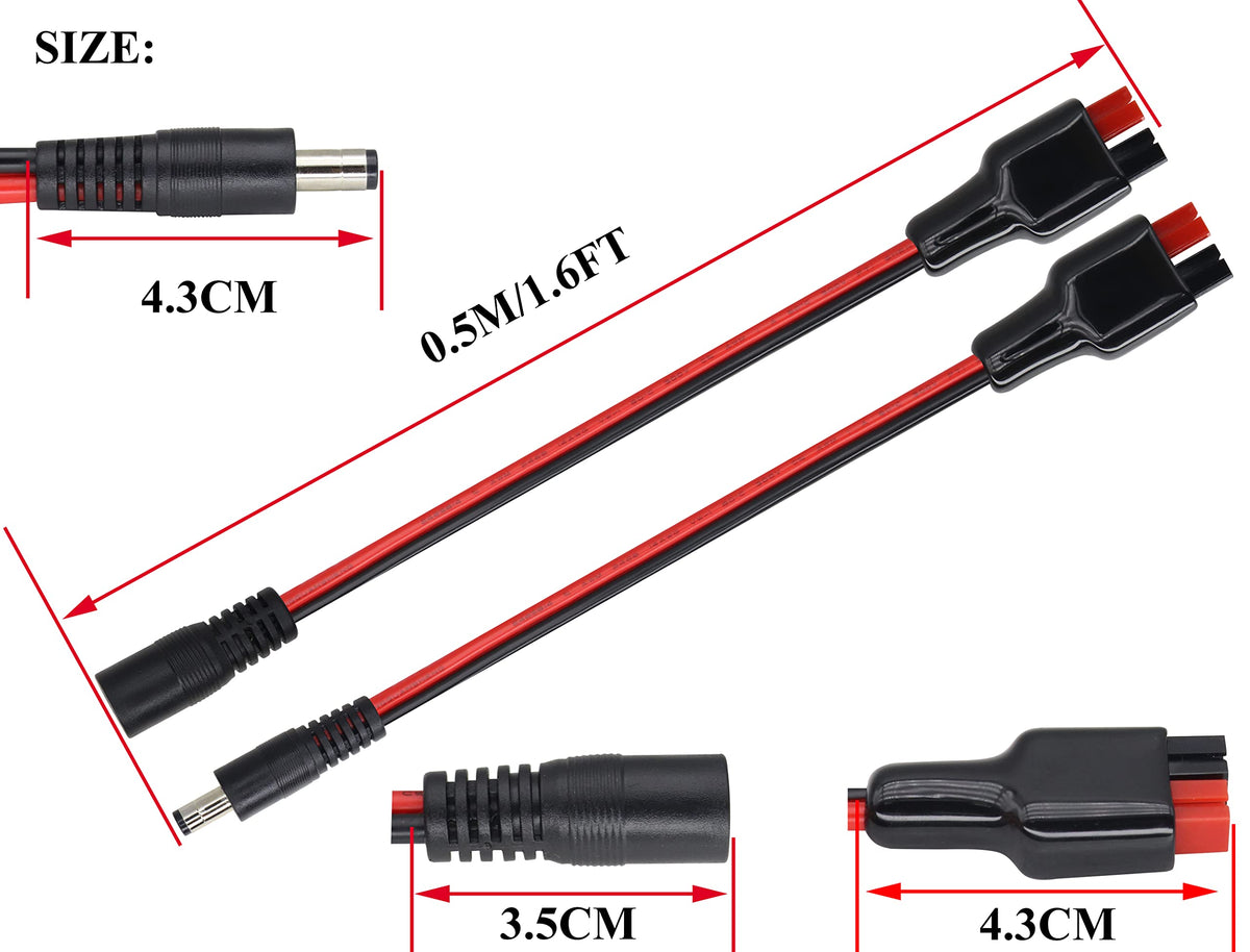 HCFeng Anderson connector with black negative lead for secure battery links.